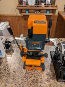 Rekey cutter on table
